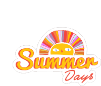 a sticker that says summer days with a sun in the middle