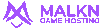 a logo for malkn game hosting with purple letters