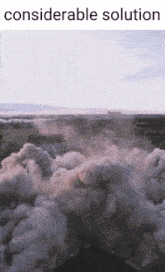 an aerial view of smoke coming out of a building with the words considerable solution above it