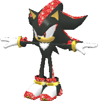 shadow the hedgehog from the video game sonic the hedgehog is standing with his arms wide open