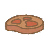 a cartoon drawing of a piece of meat with a few holes in it