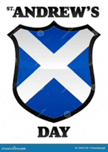 a poster for st. andrew 's day with a blue and white flag