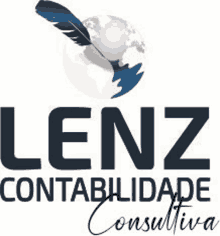 a logo for lenz contabilidade consultiva with a feather and globe