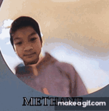 a picture of a boy with the words " methane make a gif.com " on the bottom