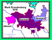 a map of mark brandenburg in 1618 with kurmark and altmark