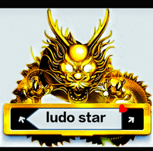 a picture of a dragon with a button that says ludo star on it