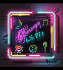 a neon sign with the words barangay ls 97.1 written on it