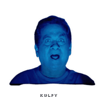 a picture of a man with a surprised look on his face and the name kulfy below him