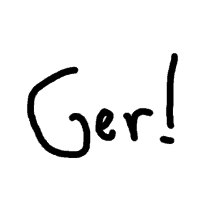 a black and white drawing of the word ger