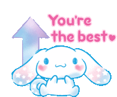 a cartoon bunny says you 're the best with an arrow pointing up