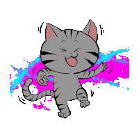 a cartoon cat is dancing with its eyes closed on a pink background