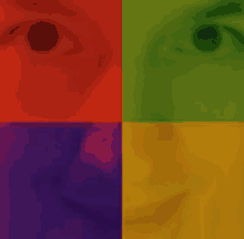 four images of a person 's face are displayed in different colors