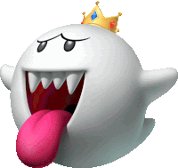 a white cartoon character with a gold crown on his head