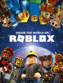 a poster for inside the world of roblox with a group of roblox characters .