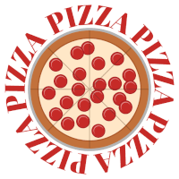 an illustration of a pizza with the words pizza pizza pizza