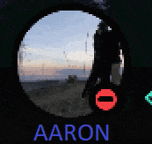 a pixelated image of a person with the name aaron