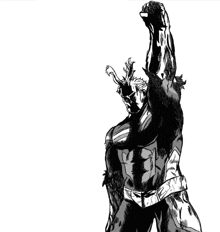 a black and white drawing of a superhero with his fist up