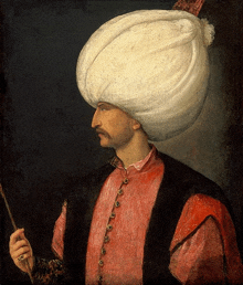 a painting of a man wearing a turban and a red jacket