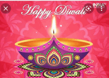 a happy diwali greeting card with a colorful lamp