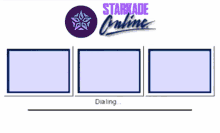 an advertisement for starkade online shows a connected screen