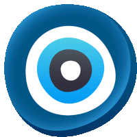 a blue and white circle with a black center