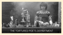 a poster for the tortured poets department with a woman