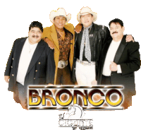 a group of men are posing for a picture with the word bronco on the bottom