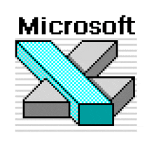 a pixel art microsoft logo with a blue square