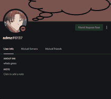 a screenshot of a person 's profile with the name admz # 6137