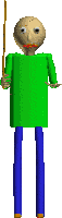 a pixel art of a man holding a stick .