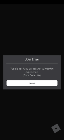 a join error message is displayed on a black background .