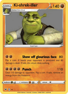 a pokemon card that says ki-shrek-iller on it