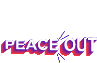 a peace out logo with a purple and white gradient