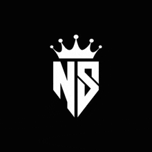 ns letter logo with a crown on a black background