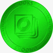 a green coin that says ' looks ' on it