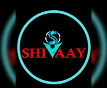 a logo for shivaay with a blue circle and red text