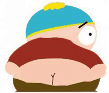 a cartoon character from south park with a large belly and a tattoo on his butt .