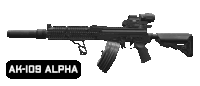 an ak-109 alpha rifle with a suppressor and scope