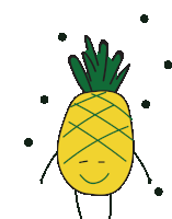 a cartoon drawing of a pineapple with arms and legs and a smiling face