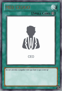 a card that says meu ceoo on it with a picture of a man