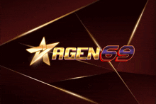 a logo for agen 69 with a gold star on a dark background