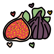 a drawing of a strawberry with hearts around it