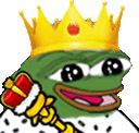 a cartoon frog wearing a crown and holding a crown .