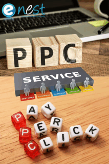 a wooden block with the word ppc service on it