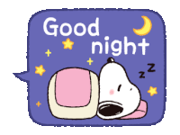 a speech bubble with snoopy and the words good night