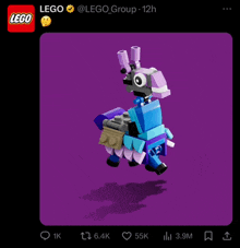 a picture of a llama made of lego blocks