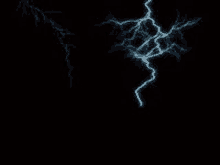 a lightning bolt strikes in the dark sky .