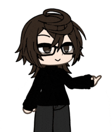 a cartoon character wearing glasses and a black turtleneck