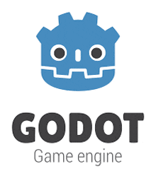 a logo for godot game engine with a blue robot on it