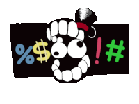 a cartoon drawing of a smiley face with a dollar sign and hashtags around it